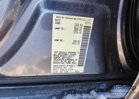 2015 Nissan Altima 2.5 from USA, damaged, VIN 1N4AL3AP2FC448617